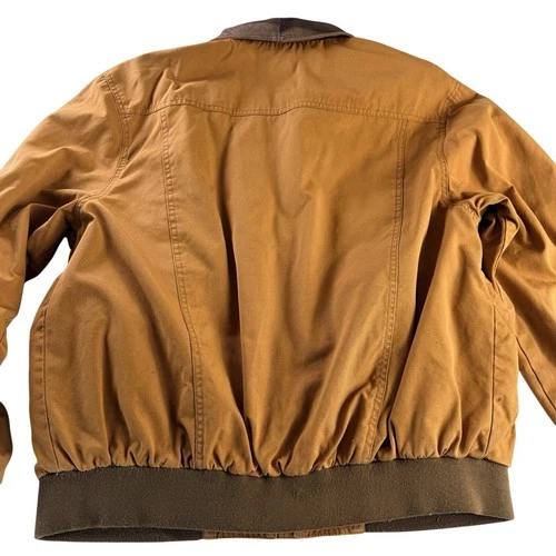 Kakadu Traders AU Tan Canvas Leather  Bomber Barn Work Jacket Heavy Duty Men's L image 13