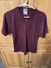 Youth Maroon Short Sleeve Two-Button Shirt - Large - 50% Poly 50% Cotton