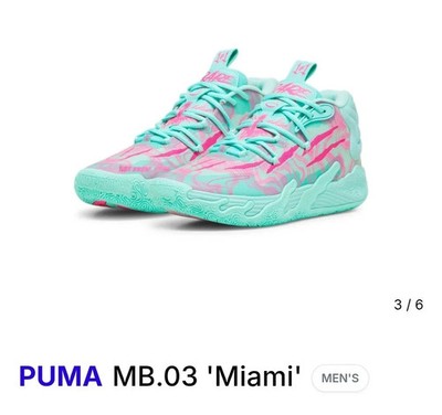 PUMA Mb.03 Miami Basketball  Men Size 12.0 M Lamelo Ball Sneaker 31051101 UWB