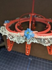 Vintage Lingerie  Hosiery Hanger with Lace Trim and Clothespins