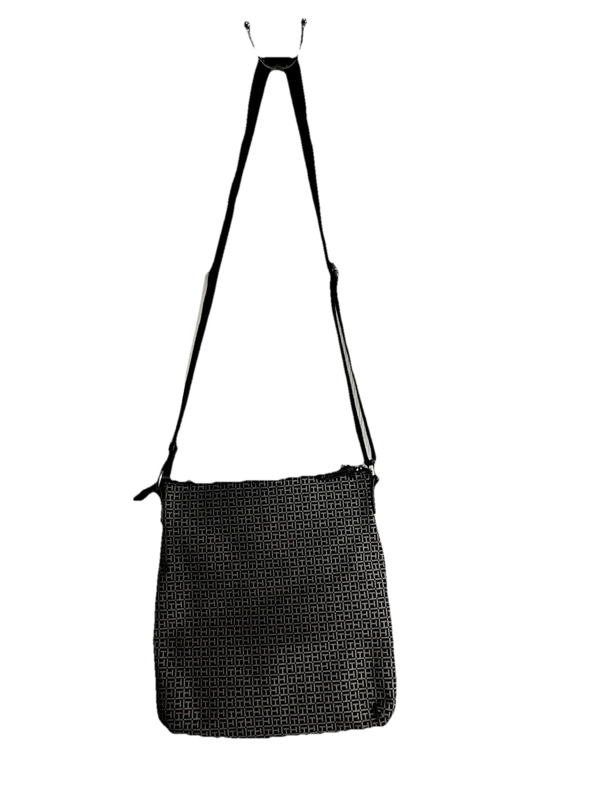 Tommy Hilfiger Crossbody Bag Womens Black Beige Logo Print Shoulder Adjustable thumbnail 9