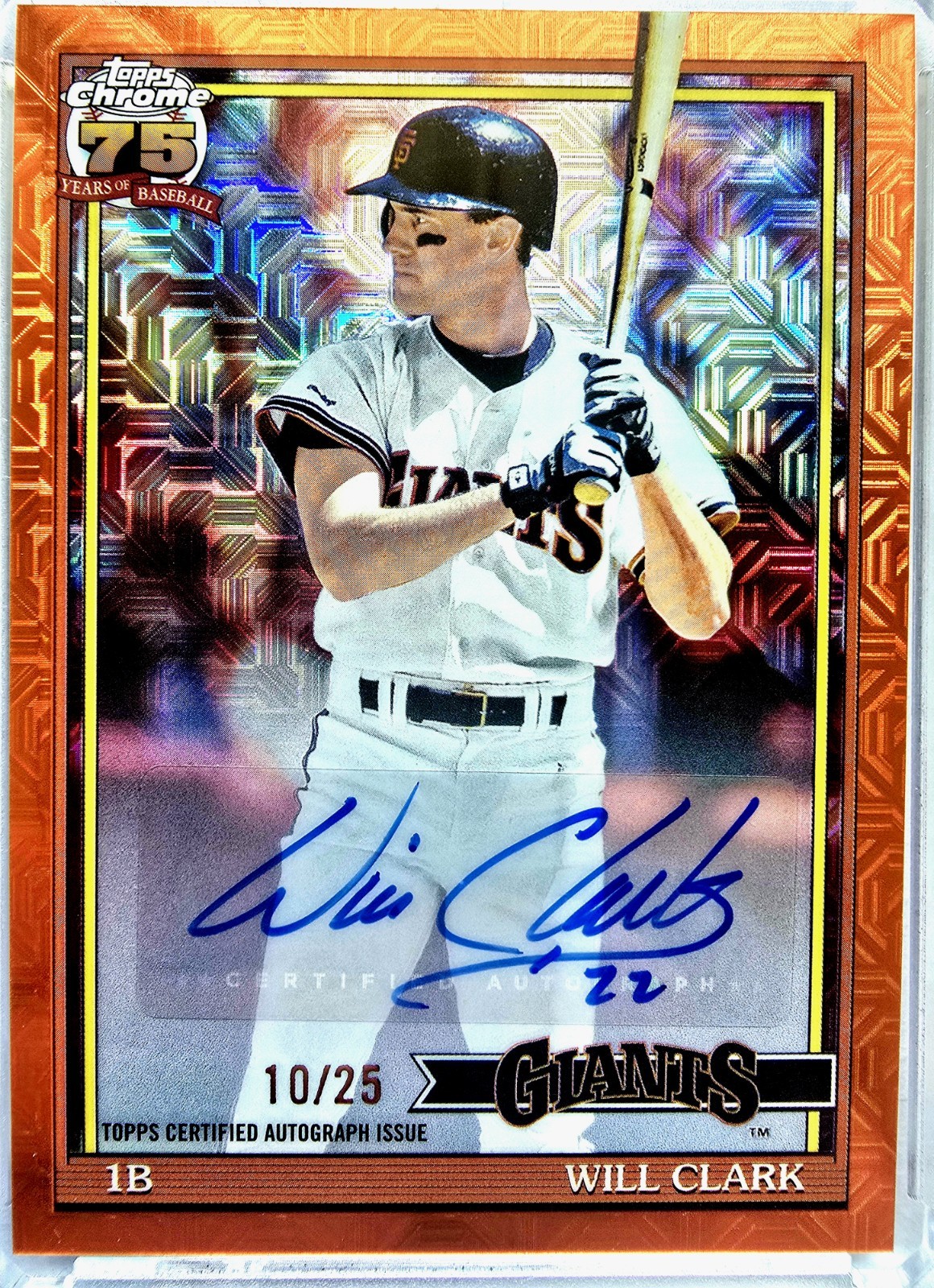 2026 Topps Chrome 75th Anniversary Will Clark Autograph #91C-96 /25 Orange Ref.