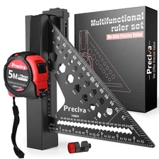 Carpenter Square Set - 7 inch Rafter Square Belt-Mounted Organizer and Tape M...