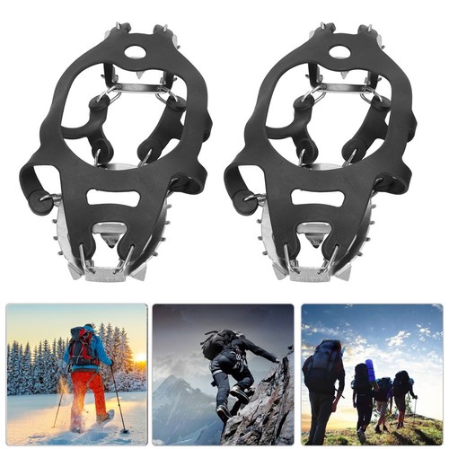 1 Paar 18 Zähne Anti-Rutsch Schnee Eis Stollen Schuh Griffe Spikes Steigeisen zum Klettern DP - Bild 7 von 11