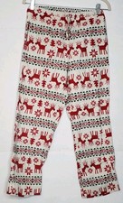 HANNA ANDERSSON WOMEN'S DEAR DEER FLANNEL PAJAMA PANTS RD/WHT PATTERN SIZE XXS