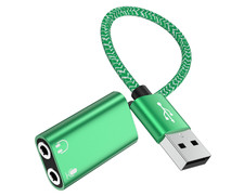 USB Stereo Sound Card Adapter for PC Laptop Gaming Headset Mic Splitter 3.5mm