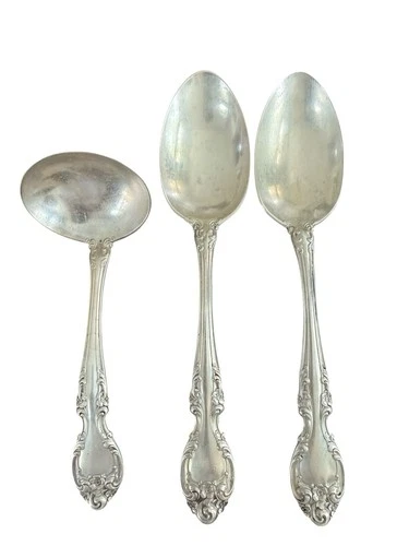 New ListingGorham Sterling Silver  Melrose Serving Spoons & Ladle Set of 3