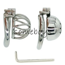 Screw Lock Stainless Steel Male Chastity Cage with Arc Ring for Men Lock Device