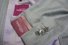 Sartoria Partenopea Silk Blend Gray Striped 2 Pc Suit Jacket Pants 42R BRAND NEW