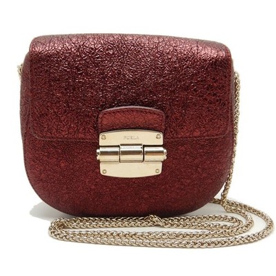 Furla Schultertasche Club Crossbody F6898 Leder Metallic Bordeaux /250538