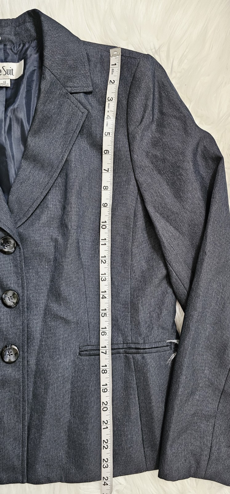 Le Suit Charcoal Gray/ Black Skirt Lined Micro Checked Suit Business Formal Sz12