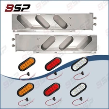 Stainless Rear Mud Flap Hanger red Oval LED Lights Spring Loaded 2-1/2" spacing