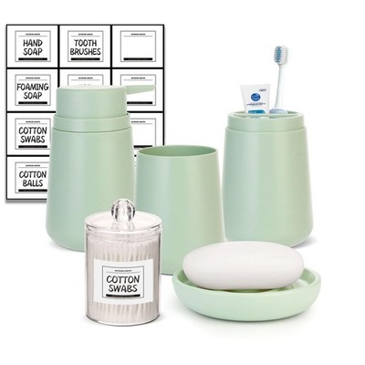 IMAVO Green Bathroom Set,5 Piece Bathroom Gift Set,Toothbrush Holder,Toothbru...