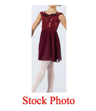 Weissman Dance Recital Ballet Dress Costume Size IC Burgundy Sequins Velvet 7/8