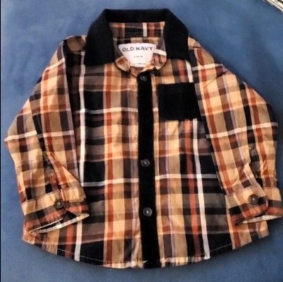 Old Navy Boys Plaid 2-Piece Outfit Set 6-12M Long Sleeve Shirt & Jeans