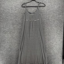 Calvin Klein Dress Womens 10 Black Striped A-Line Maxi Casual Nautical Coastal