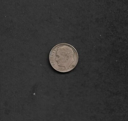 1958 Franklin Roosevelt Silver Dime, Denver Mint, Very Good, All Legible