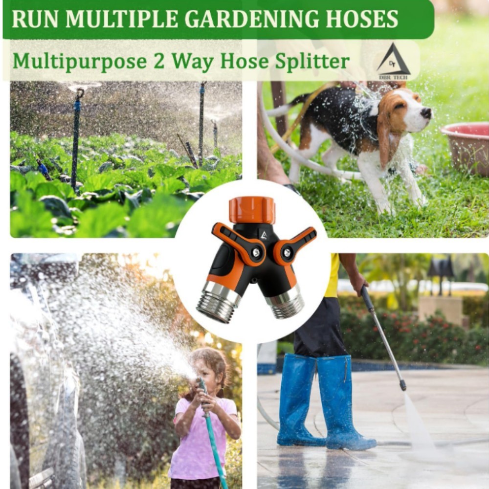 Giraffe Tools Garden Hose Splitter 2 Way Heavy Duty 3/4" GHT Y Connector Orange