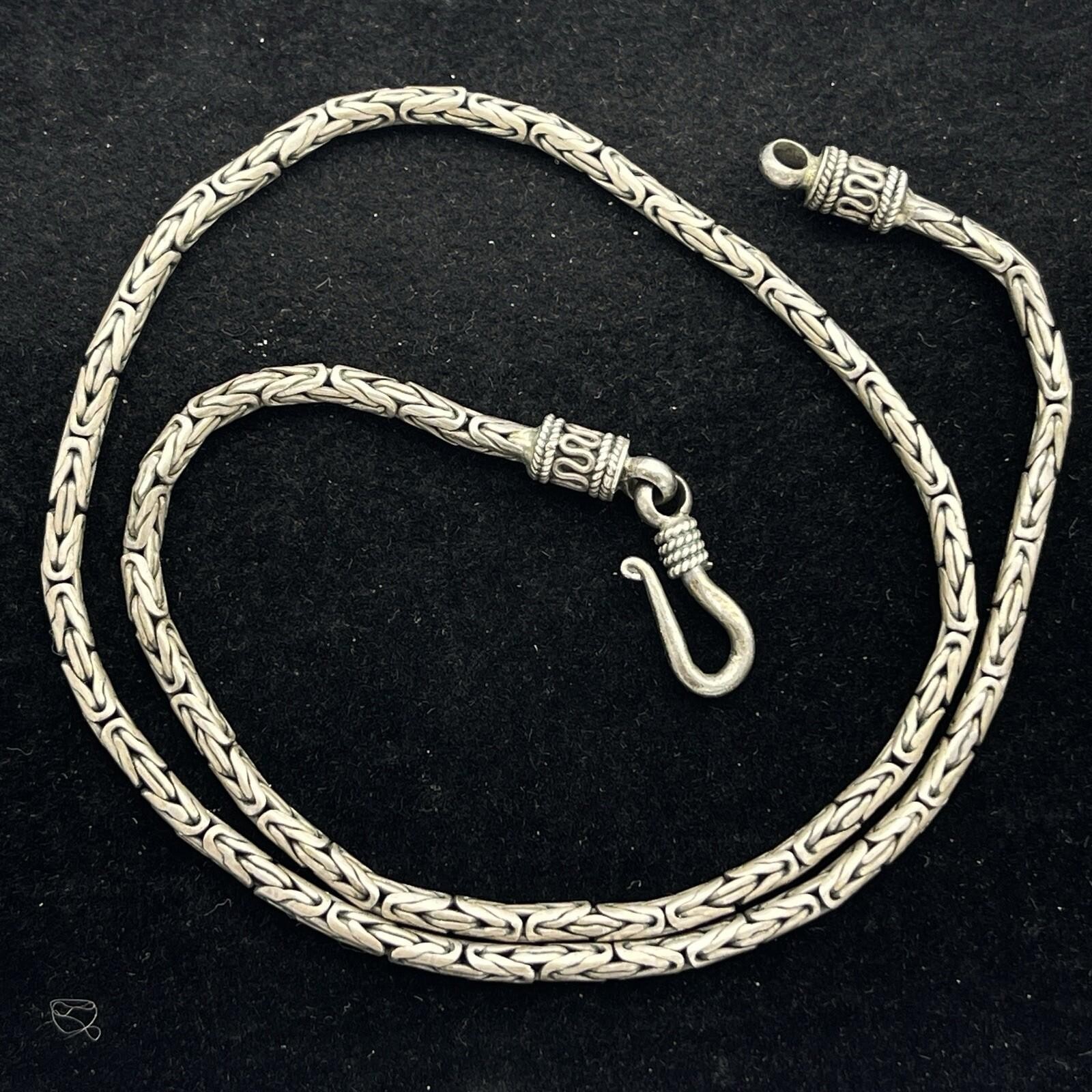 Solid 925 Sterling Silver Square Byzantine Neckla… - image 1