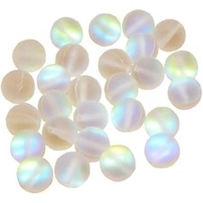 100Pcs 8mm Matte Crystal Glass Beads Mermaid Aurora Beads Moonstone Be