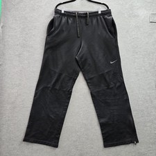 Nike Men Activewear Pants L Black Track Dri-Fit Logo Zipper 29" Inseam READ
