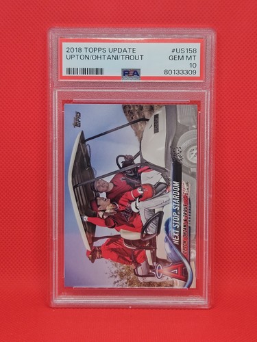 Shohei Ohtani 2018 Topps Update #US158 Upton/Ohtani/Trout PSA 10 Gem Mint RC 