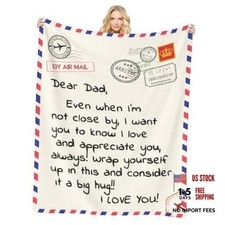 Gift for Dad from Daughter Son, Dear Dad Blanket for Father's Day, Throw