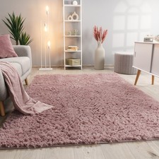 Hochflor Teppich Wohnzimmer Fellteppich Kunstfell Shaggy Flauschig Einfarbig