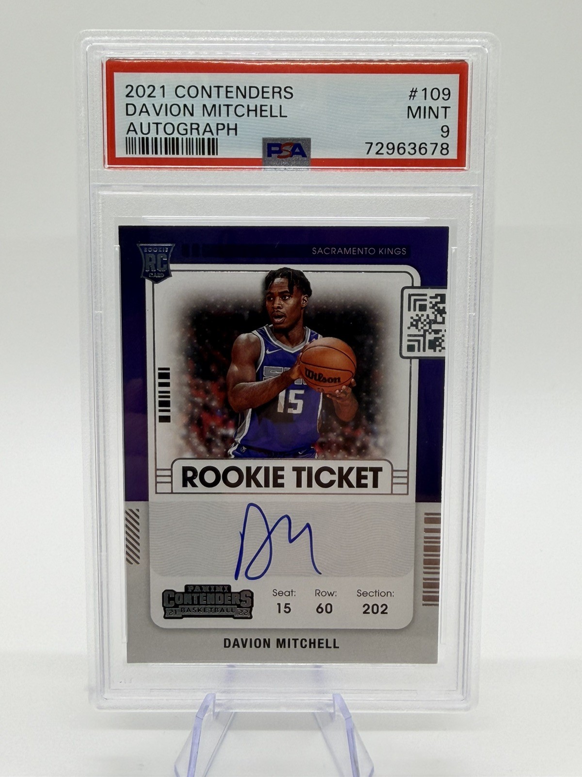2021-22 Panini Contenders Rookie Ticket Davion Mitchell #109 Auto RC PSA 9 Heat
