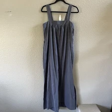 Grade & Gather Maxi Dress Womens Medium Blue Striped Apron Linen Blend Boho