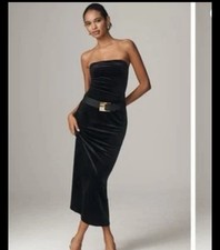 NWOT Anthropologie The Tilda Slip Dress Velvet Edition Black Strapless Sz Large