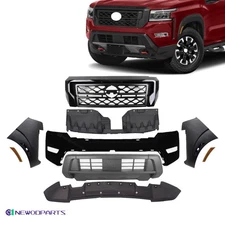 Front Bumper Cover Kit W/ Grille Valance End Extension For 22-24 Nissan Frontier