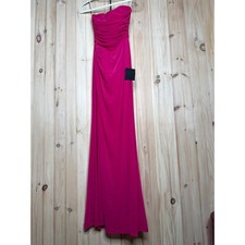NWT Lulus Epitome of Allure Fuchsia Mesh Strapless Ruched Maxi Dress Gala Sz XS
