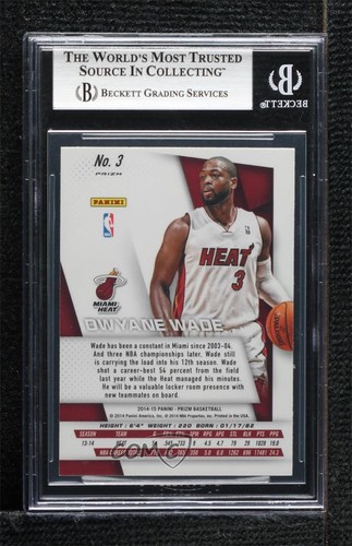 2014-15 Panini Prizm Short Prints Silver Prizm Dwyane Wade #3 BGS 8 HOF 3hd - Picture 2 of 3