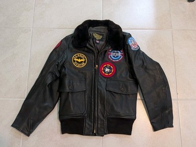 US Wings Leather Jacket Top Gun USN Size 38 Made In USA 