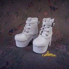 1/4MSD 1/3SD BJD Doll Shoes High Heeled Short Boots Round-toe Buckle 3 Colors