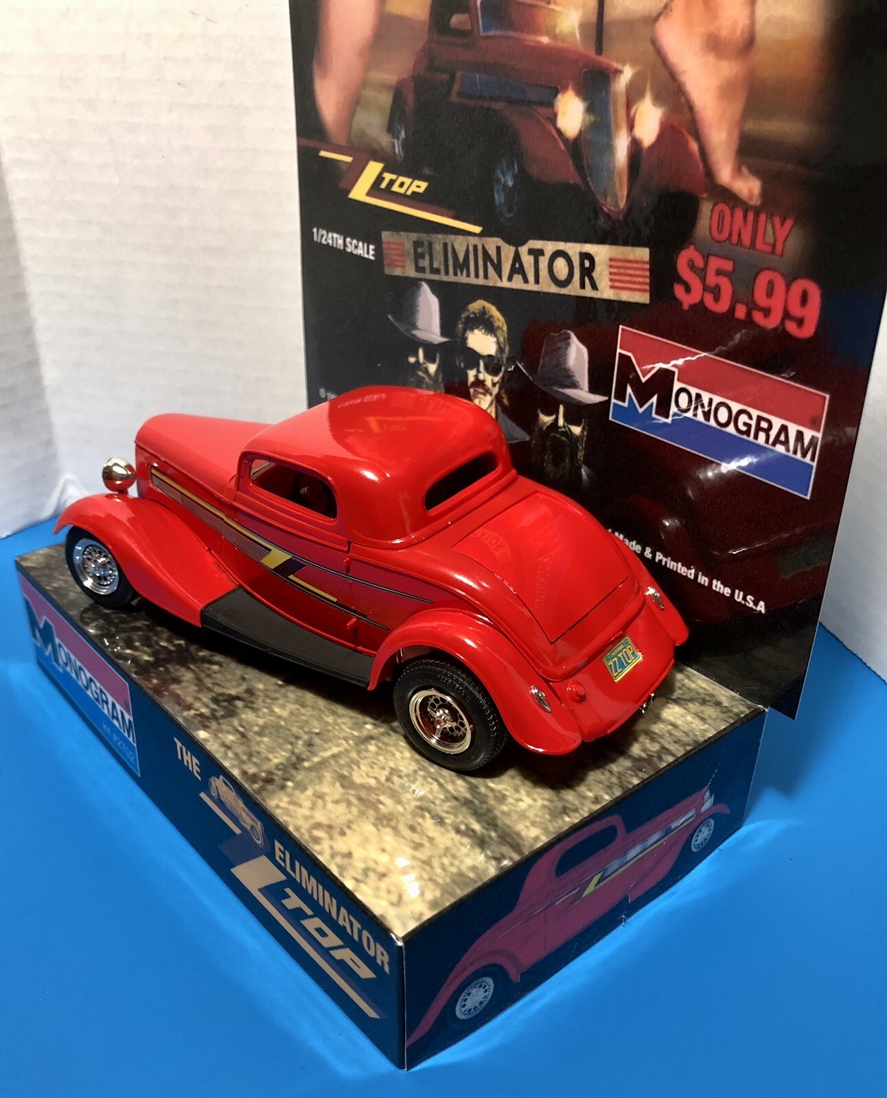 MONOGRAM ZZ TOP FORD ELIMINATOR HOT ROD MODEL KIT STORE DISPLAY BASE