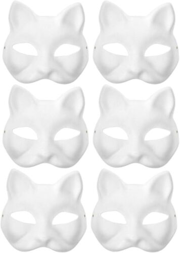 Cat Mask 6Pcs White Paper Fox Masks Blank Mask Unpainted Wolf Animal Half Facema