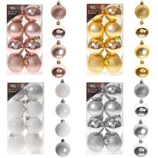 Shatterproof Christmas Tree Decoration - 16 Pack 50mm Baubles - Choose Colour