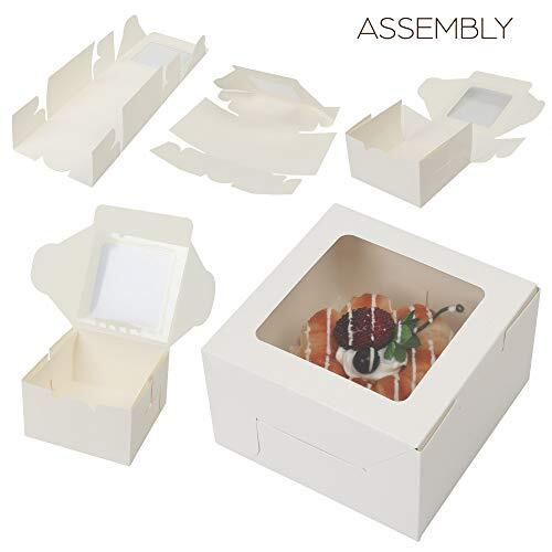 60-Pack White Bakery Boxes 4x4x2.5 Inches With Window - Pastry & Cookie Boxes For Baked Goods