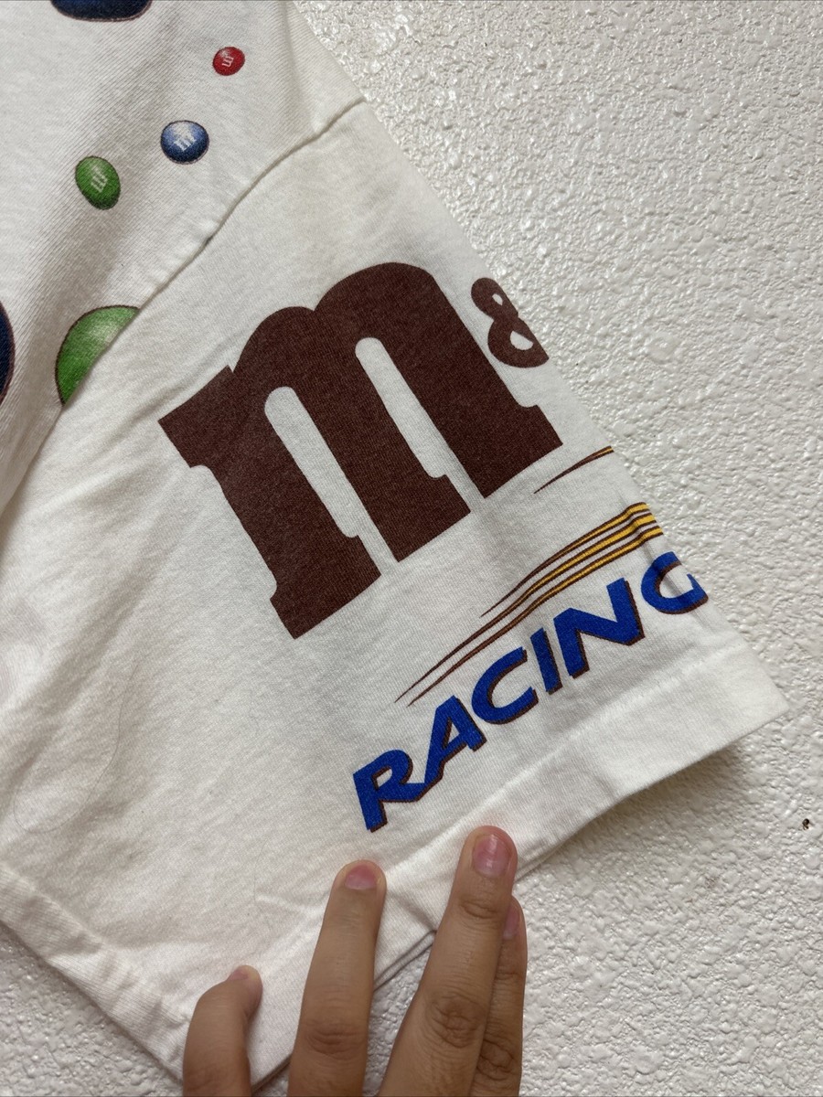 Vtg Nascar Shirt Men's Colorful 90's M&M Racing Team All Over