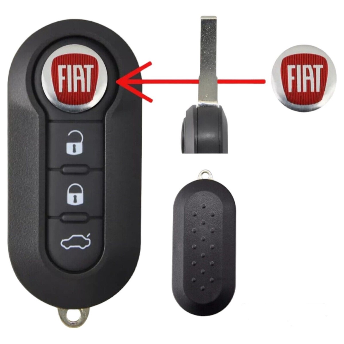 Guscio Cover Chiave Telecomando 3 Tasti Fiat Panda 600 Seicento Punto 188 Ducato - Foto 4