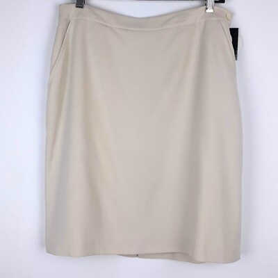 NWT Pure Silk Pencil Skirt Size 12. Neutral Sand Beige Tan Lined Valerie Stevens