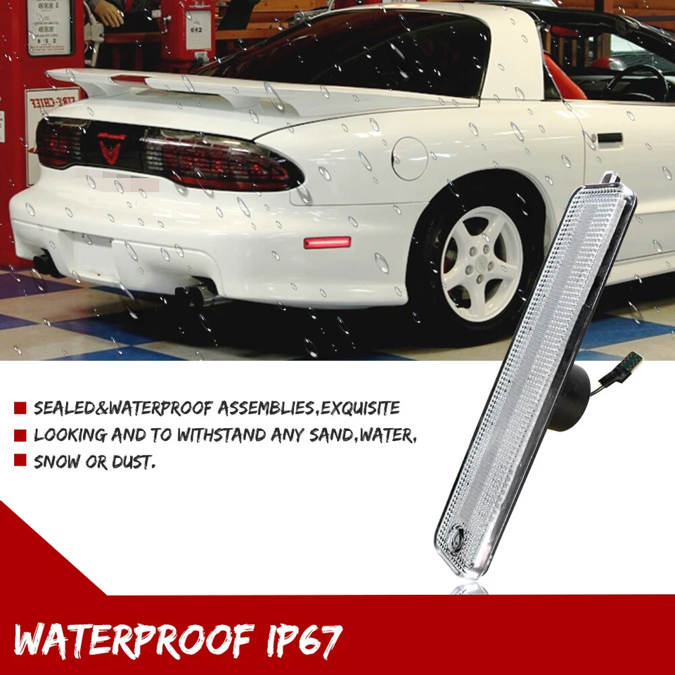 Luzes indicadoras laterais traseiras de LED vermelhas claras Pontiac Firebird Trans AM 1993-2002 - Imagem 3 de 4