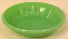 Akro Agate Toy Cereal Bowl Stacked Disc  Interior Panel Jadeite Green Child VTG