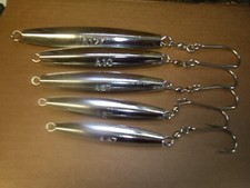 'SMOOTH" DIAMOND JIGS POLISHED CHROME w/ VMC Siwash hook 1oz to 12oz,  5pk