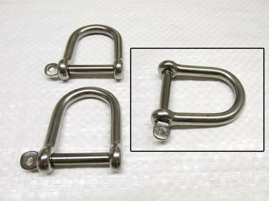 Stainless Steel Wide Dee Shackle Removable Pin 5MM X2 - Marine Screw Attachment