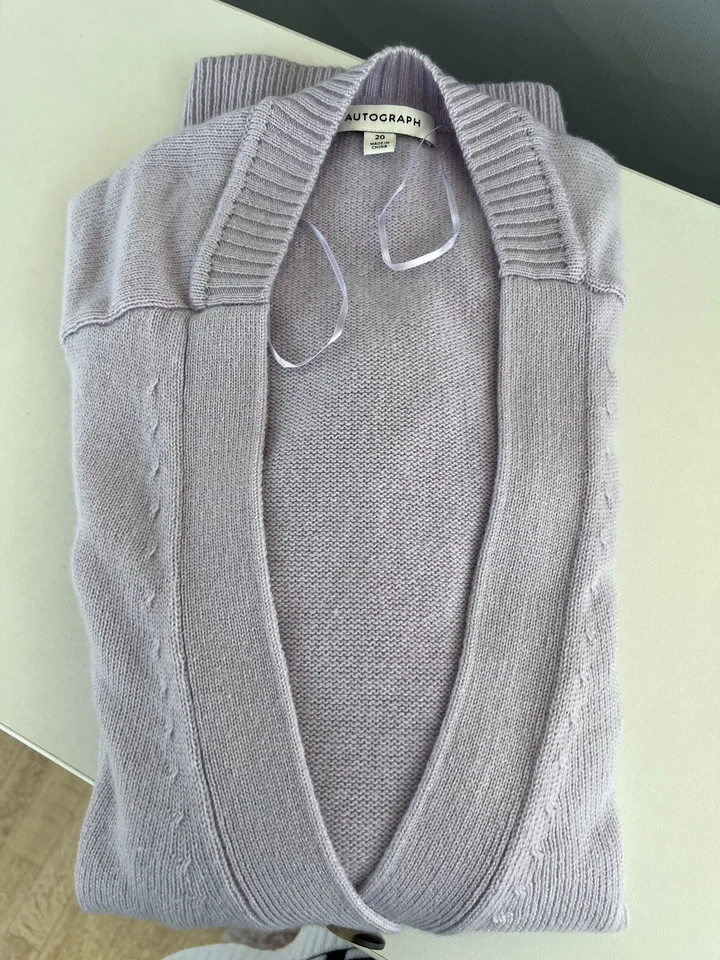Autograph By M&S Collection Lilac Light Purple Button Wool Cardigan Size 48eu - Image 4 of 4