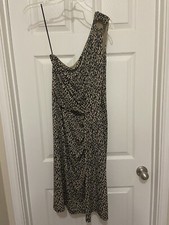 Michael Kors Women’s Brown Cheetah Animal Print Faux Wrap Sexy Black Dress Sz 10