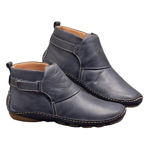 Damen-Stiefeletten flach Leder Fußgewölbestütze Turnschuhe Freizeit Bootie Schuhe Größe - Bild 5 von 14